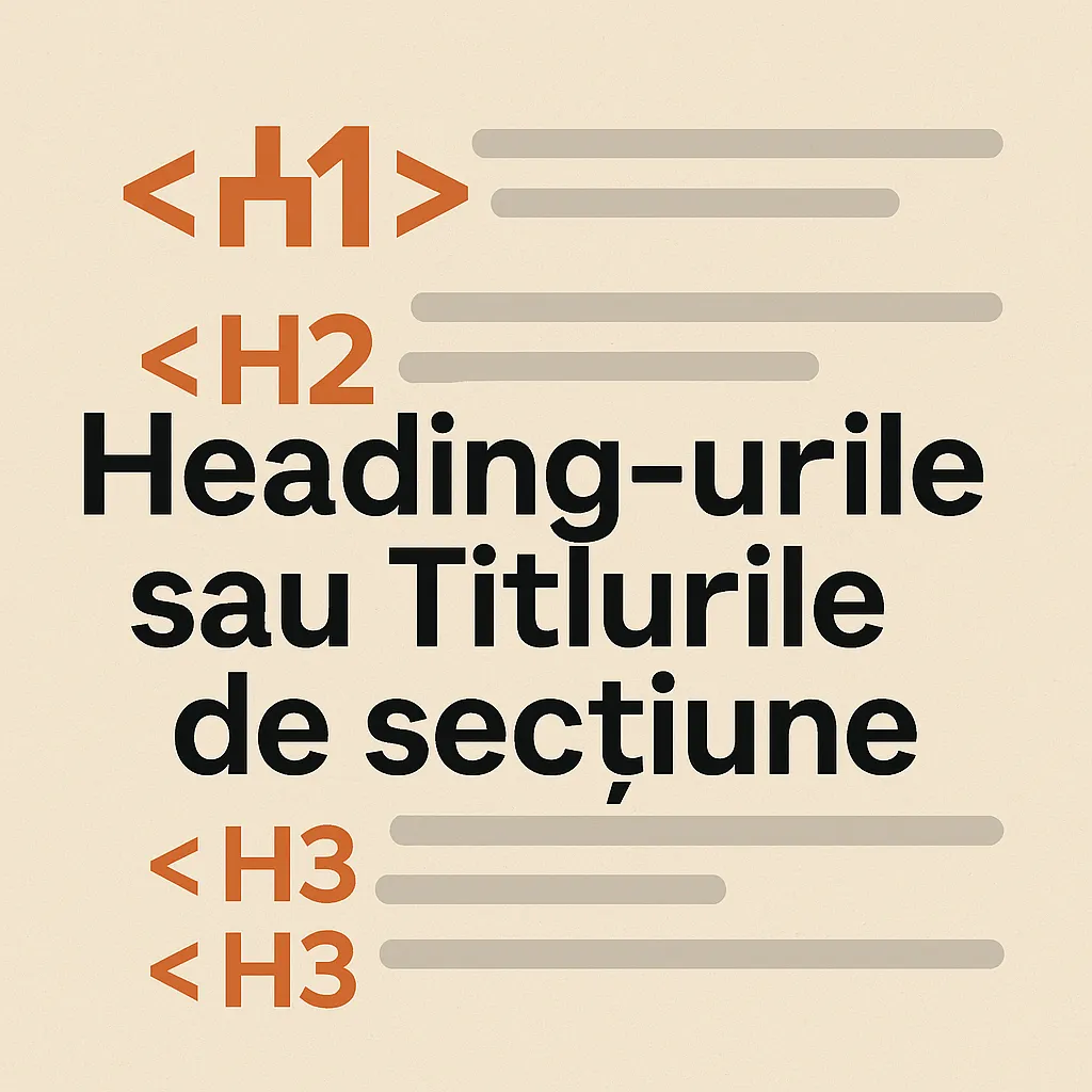 Heading-urile sau Titlurile de sectiune in format HTML cu exemple vizuale de H1, H2 si H3