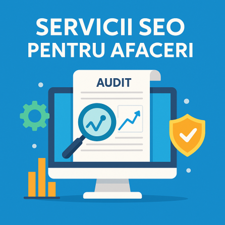 Acasa Ilustratie digitala care reprezinta servicii SEO pentru afaceri, cu grafice, statistici si elemente specifice optimizarii pentru motoarele de cautare.