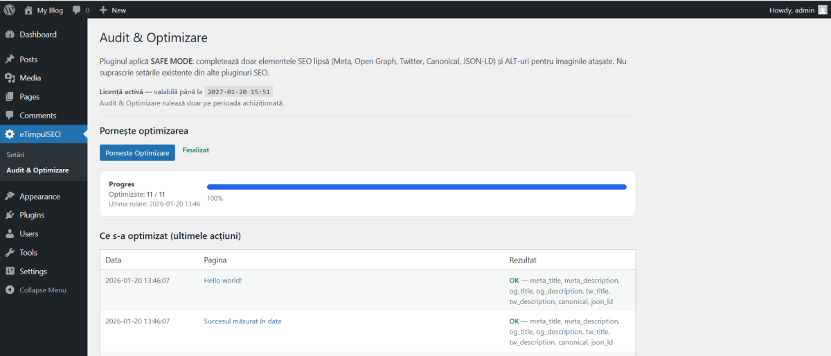 Porneste optimizarea - eTimpulSEO
